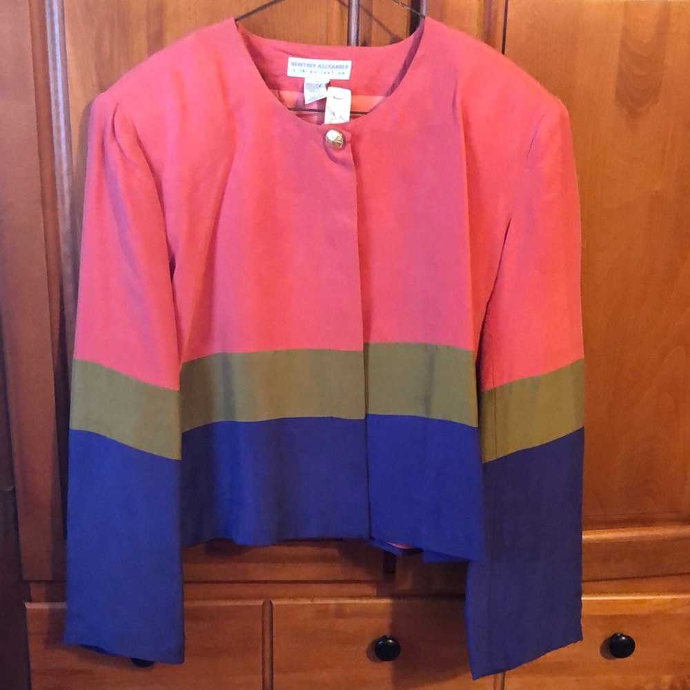 Silk color block jacket